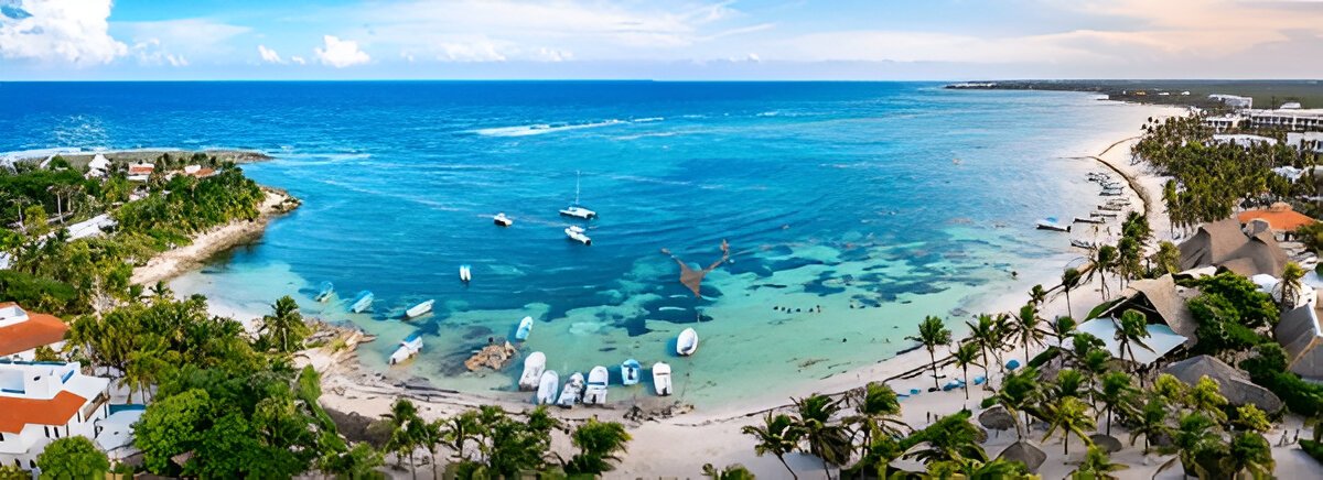 Aerial view of Secrets Akumal Riviera Maya resort with beach and ocean