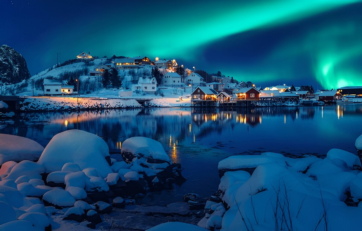Beautiful Norway Aurora at Night